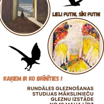 Gleznu izstāde par putniem un kaķiem