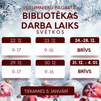 Vecumnieku pagasta bibliotēkas darba laiks svētkos